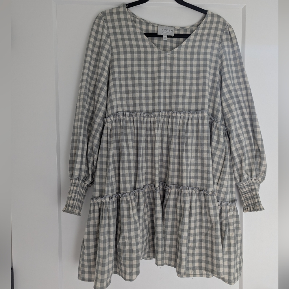 Gray Checkered Womens Dress